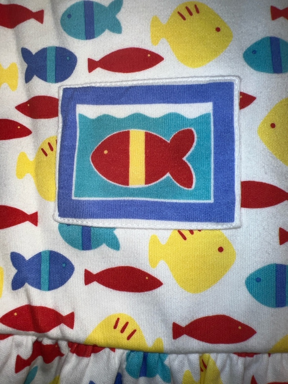 Vintage Marimekko Toddler Sundress with Red, Yellow & Blue Fish Print 2T - Picture 4 of 7